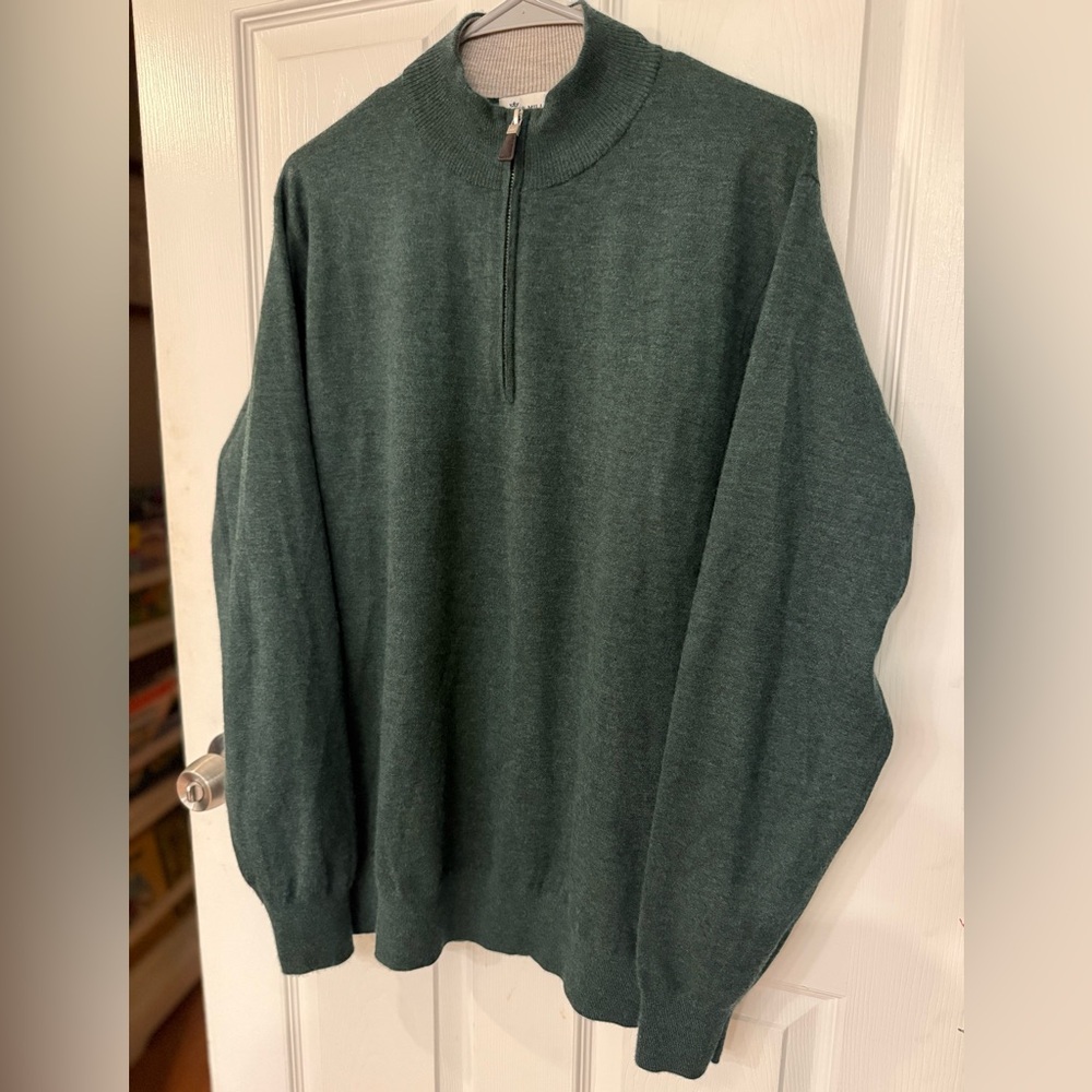 NEW Peter Millar 70% cashmere Forest Green Zip-Up Sweater